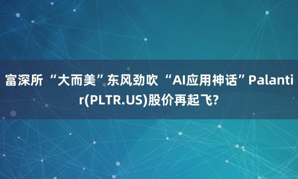 富深所 “大而美”东风劲吹 “AI应用神话”Palantir(PLTR.US)股价再起飞?